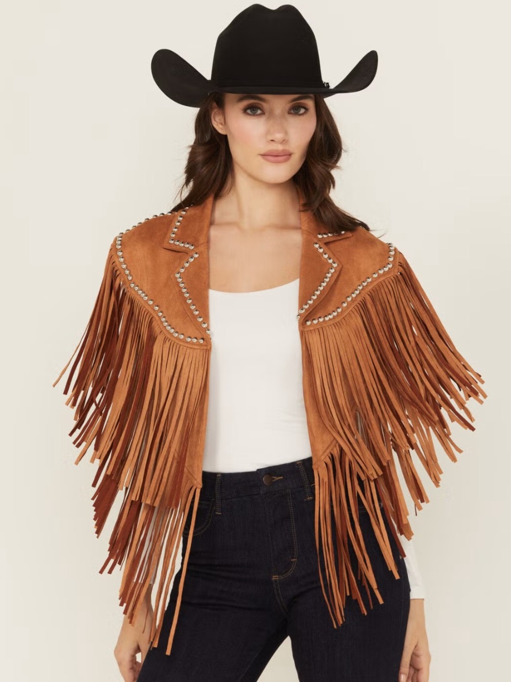 Women's Tan Suede Fringe Jacket